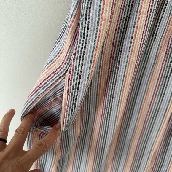 Sonoma Linen Blend Aframe dress Rainbow Striped Cottagecore Pockets Sz XXL A172 - Picture 2 of 7